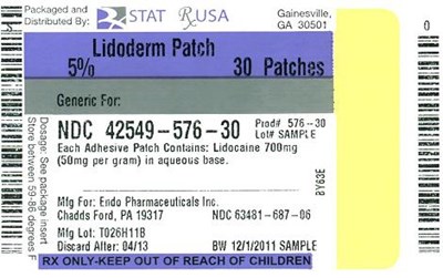 Lidoderm Patch Label Image (Lidoderm Patch 5 42549)